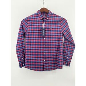 Vineyard Vines Boys XL 18 OTG  BRRR Performance Plaid Shirt Crab Shell 3W001655